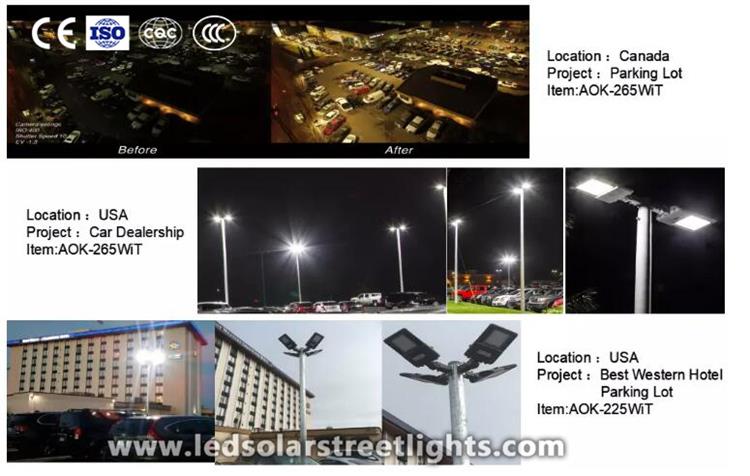 Application of led parking lot lights and poles